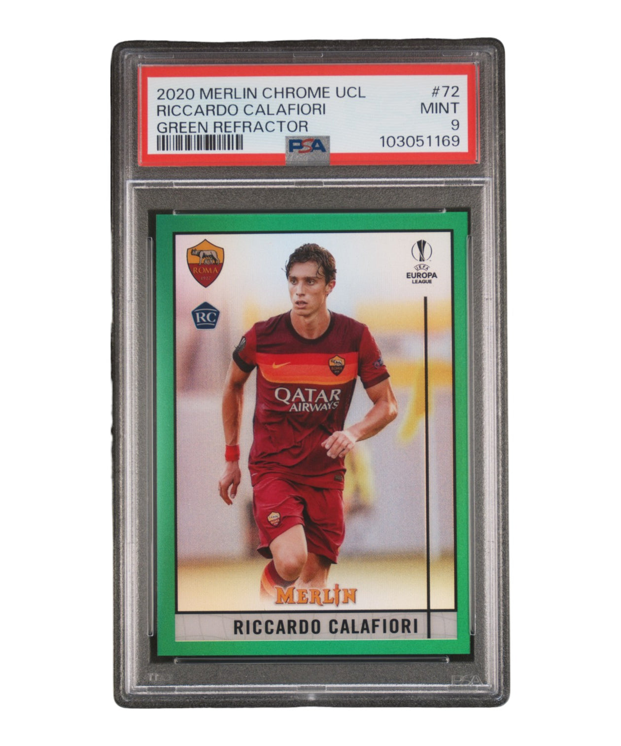 2020 TOPPS MERLIN CHROME UEFA CHAMPIONS LEAGUE 72 RICCARDO CALAFIORI GREEN REFRACTOR