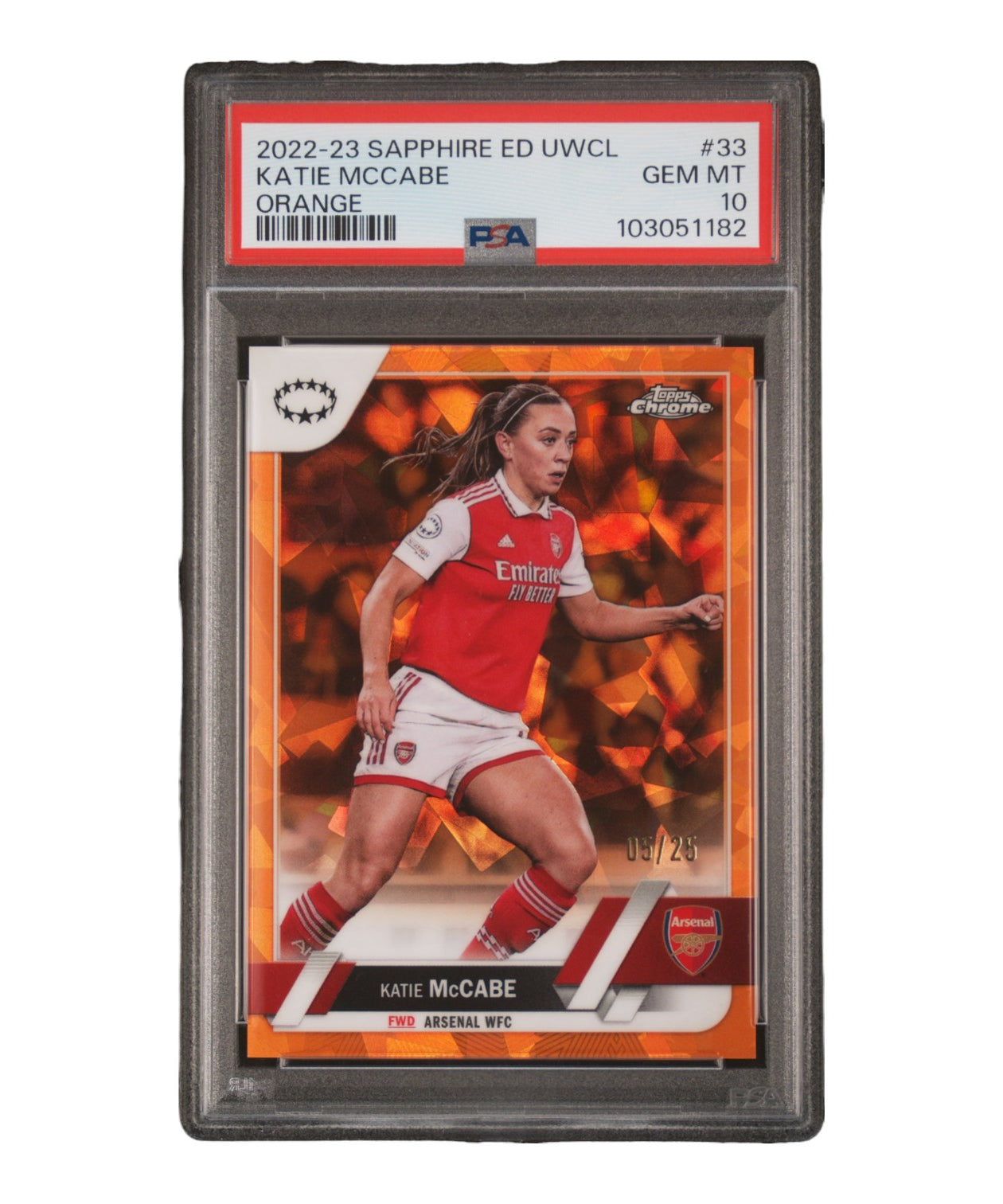 2022-23 TOPPS CHROME SAPPHIRE EDITION UEFA WOMEN'S CHAMPIONS LEAGUE 33 KATIE MCCABE ORANGE